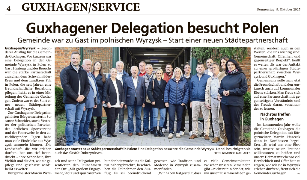 Zeitungsbericht Städtepartnerschaft